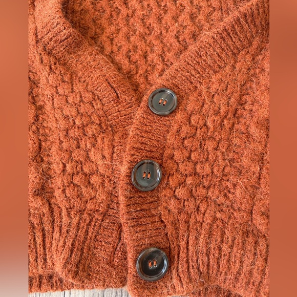 Wilfred Burnt Orange Cropped Chunky Cable Knit Cardigan w/ Buttons *sold as is* - Picture 2 of 8